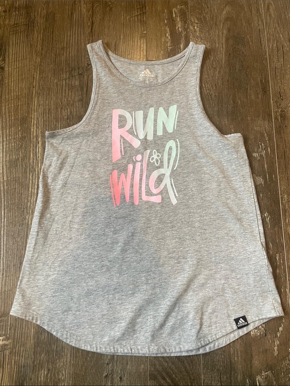 adidas Gray Tank Top with “Run Wild” graphic Size XL